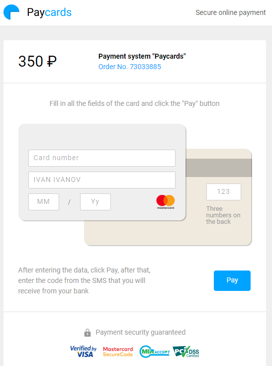 A fake online payment service site